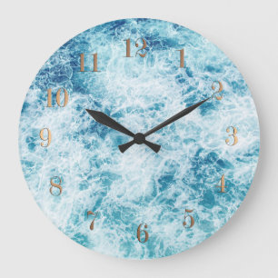 Seeozeanwasser spritzt Landschaft Große Wanduhr