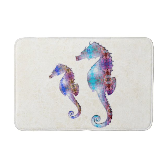 SEEPFERD 1 DUO BABBLAU UND PINK MOSAIC BADEMATTE (Vorderseite)