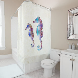SEEPFERD 1 DUO BABBLAU UND PINK MOSAIC DUSCHVORHANG