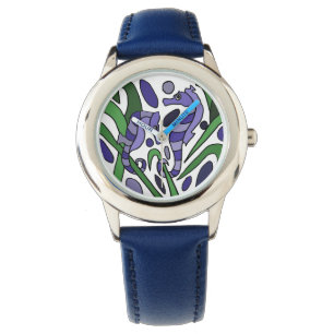 Seepferd-abstrakte Kunst-Uhr Armbanduhr