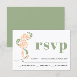 Seepferd, Algensaft, Pfirsichhochzeit RSVP Karte