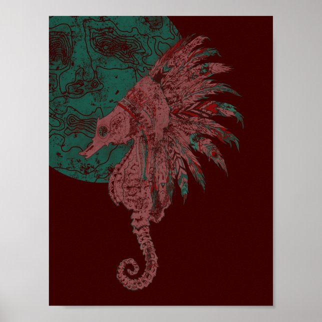 Seepferd am Mond Poster (Vorne)