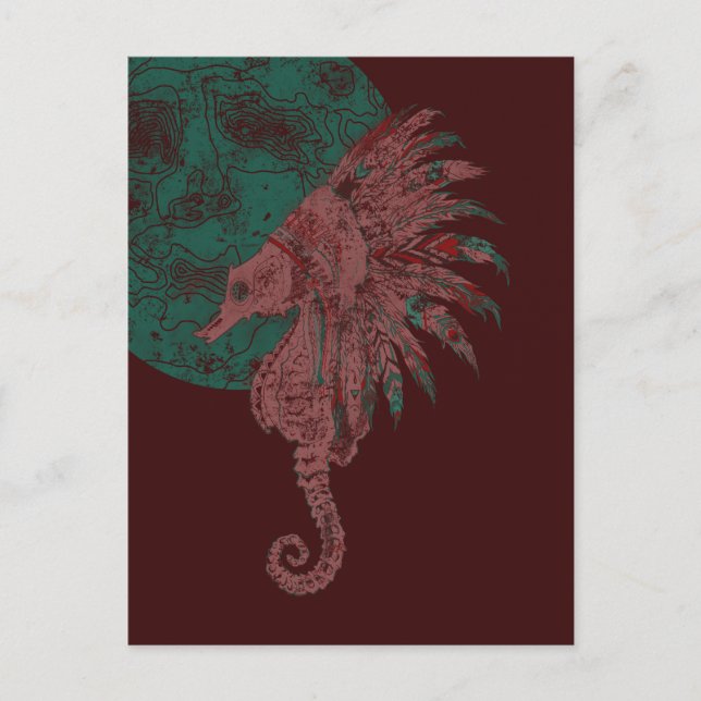 Seepferd am Mond Postkarte (Vorderseite)