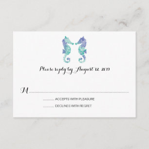 Seepferd an der Küste Hochzeit RSVP Karte