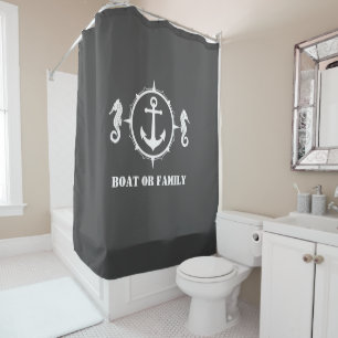 Seepferd Anchor Sea Grau Duschvorhang