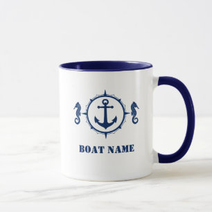 Seepferd-Anker addieren Boots-NamensTasse sh0a Tasse