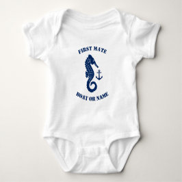 Seepferd Anker First Mate Boat oder Name Navy Whit Baby Strampler