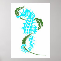 Seepferd Aqua Blue, Grün und Algen