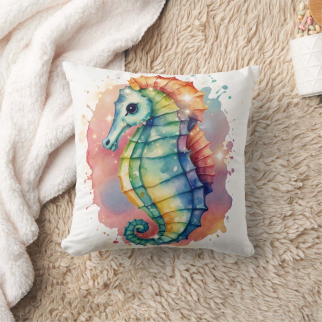 Seepferd Aquarellfarben Kissen (Decke)