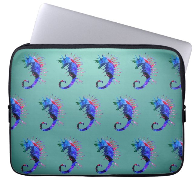 Seepferd Art Neoprenschläfer 13" Laptopschutzhülle (Vorderseite)