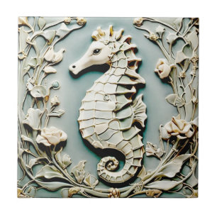 Seepferd Art Nouveau Imitats Relief Links gegenübe Fliese