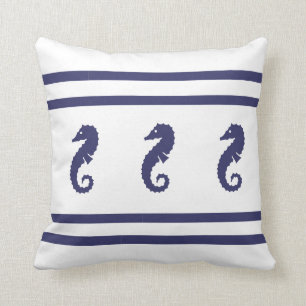 Seepferd auf weißem PILLOW Küstengebiet Kissen