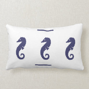 Seepferd auf weißem PILLOW Küstengebiet Lendenkissen