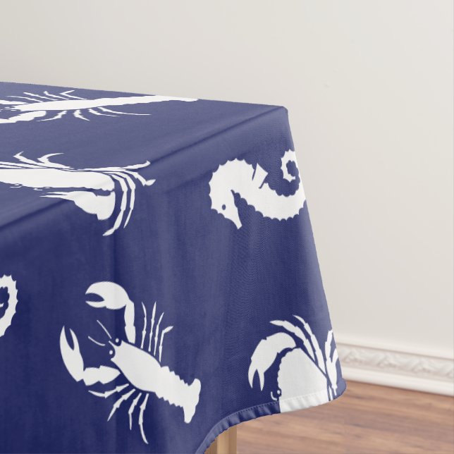 Seepferd aus Marineblau Tischdecke (Beispiel)