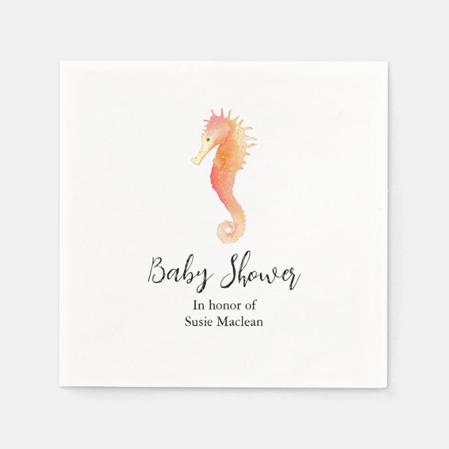 Seepferd Baby Dusche Napkin Serviette (Vorderseite)