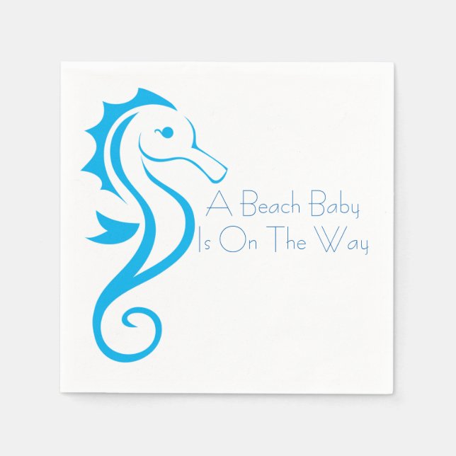 Seepferd Baby Shower Napkin (Junge) Serviette (Vorderseite)