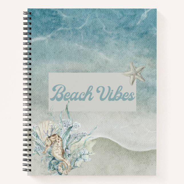 Seepferd Beach Theme Spiral Notebook Notizbuch (Vorderseite)