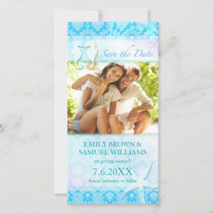 Seepferd Beach Wedding Foto Save the Date Card
