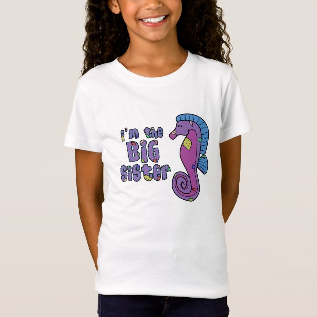 Seepferd bin ich das große Schwester-T-Shirt T-Shirt (Vorderseite)
