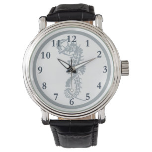 Seepferd Blue Classic Nautical Elegante Armbanduhr