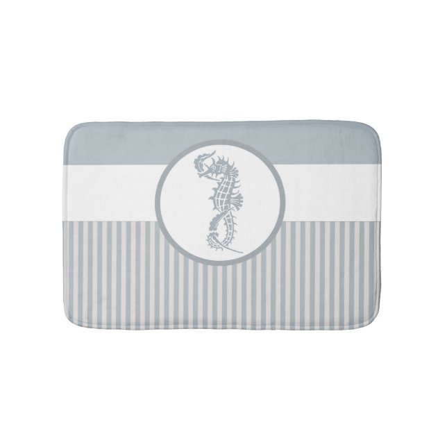 Seepferd Blue Classic Nautical Elegante Badematte (Vorderseite)
