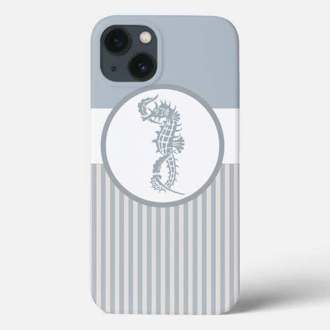 Seepferd Blue Classic Nautical Elegante Case-Mate iPhone Hülle (Rückseite)