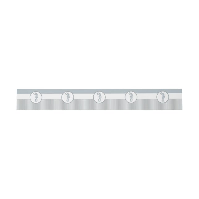 Seepferd Blue Classic Nautical Elegante Einladungsbanderole (Flach)