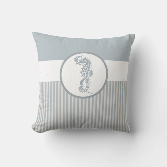 Seepferd Blue Classic Nautical Elegante Kissen (Vorderseite)