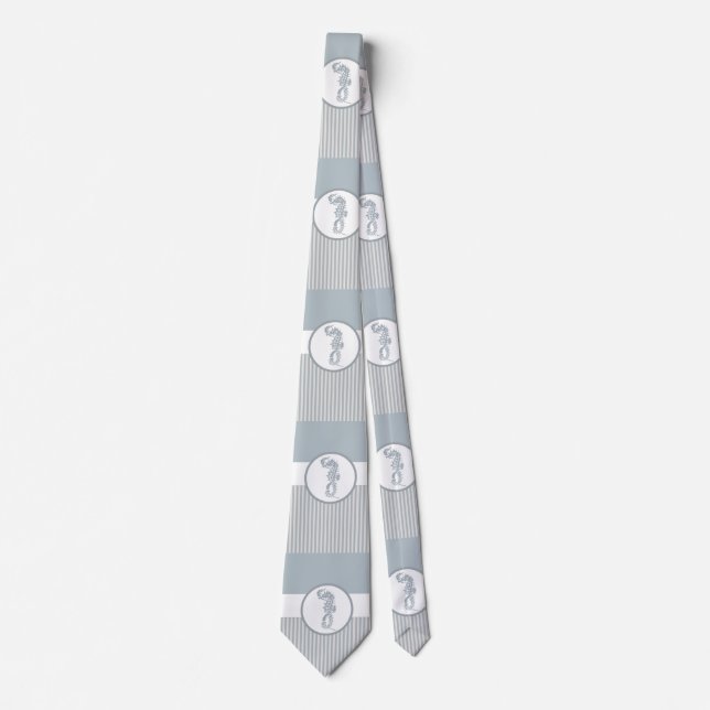 Seepferd Blue Classic Nautical Elegante Krawatte (Vorderseite)