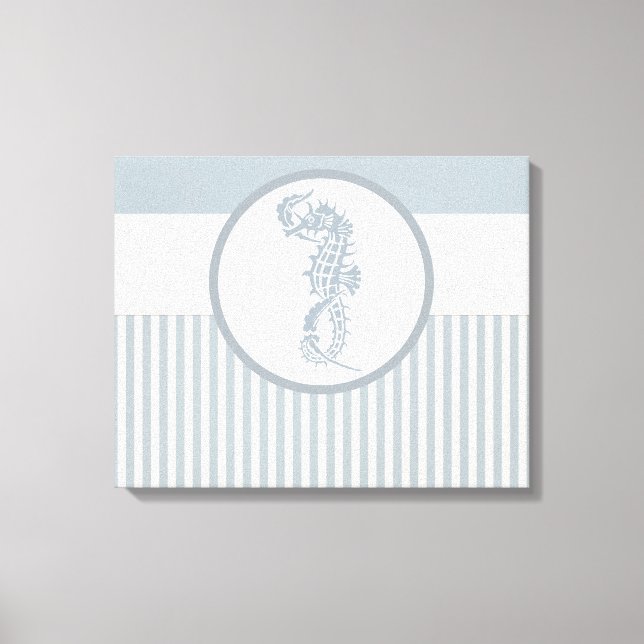 Seepferd Blue Classic Nautical Elegante Leinwanddruck (Vorderseite)