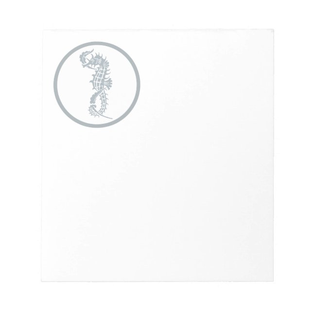 Seepferd Blue Classic Nautical Elegante Notizblock (Vorderseite)