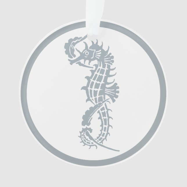 Seepferd Blue Classic Nautical Elegante Ornament (Vorderseite)