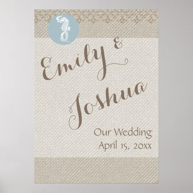 Seepferd Blue Classic Nautical Elegante Poster (Vorne)