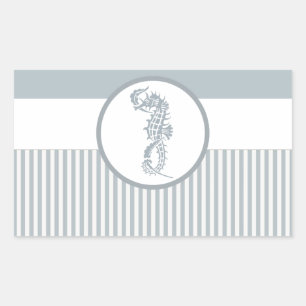 Seepferd Blue Classic Nautical Elegante Rechteckiger Aufkleber