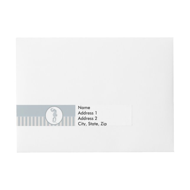 Seepferd Blue Classic Nautical Elegante Rundum-Adressaufkleber (Vorderseite)