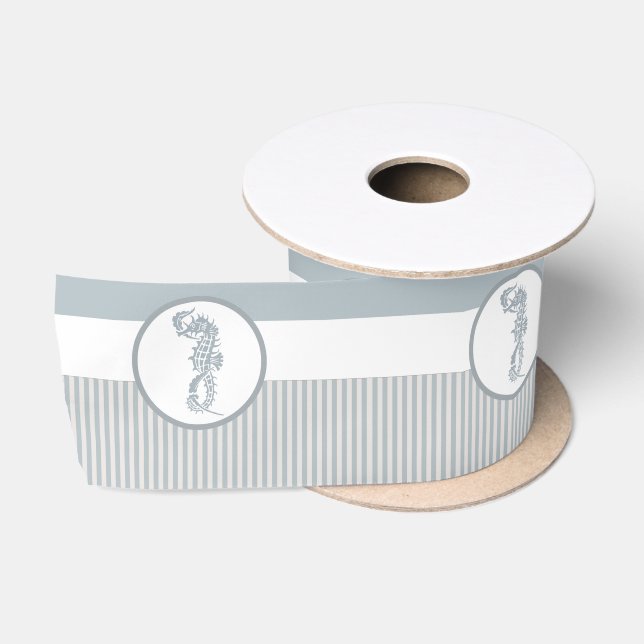Seepferd Blue Classic Nautical Elegante Satinband (Spule)