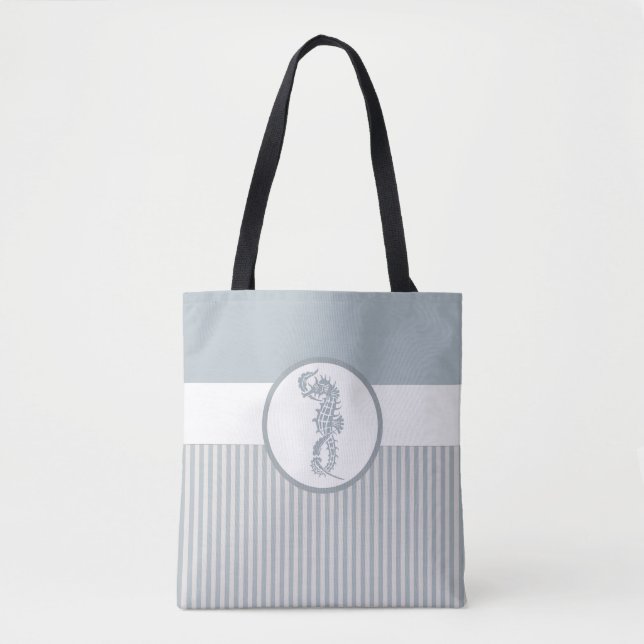 Seepferd Blue Classic Nautical Elegante Tasche (Vorderseite)