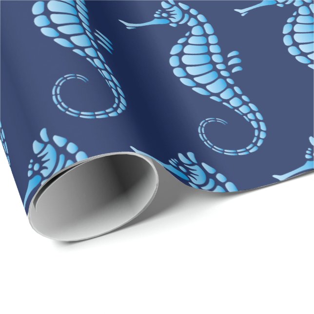 Seepferd Blue Geschenkpapier (Rolleneckpunkt)