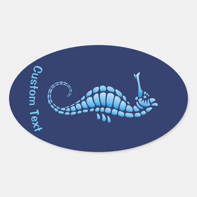 Seepferd Blue Ovaler Aufkleber (Vorderseite)