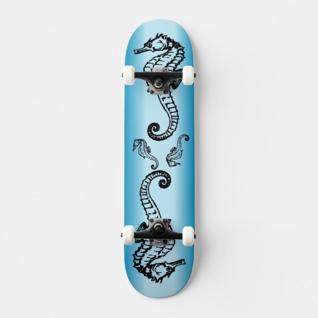 Seepferd Blue Skateboard (Vorderseite)