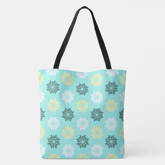 Seepferd Blume Aqua Tote Tasche (Rückseite)