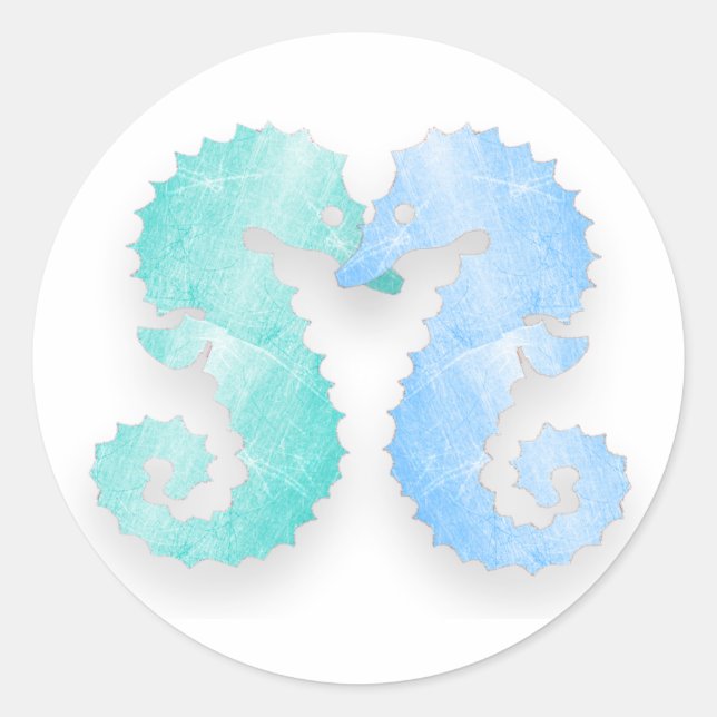 Seepferd Couple Blue Green Seepferds Kiss Stickers (Vorderseite)