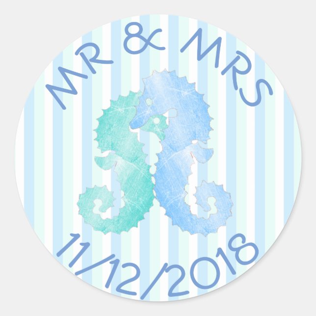 Seepferd Couple Blue Green Seepferds Stickers (Vorderseite)