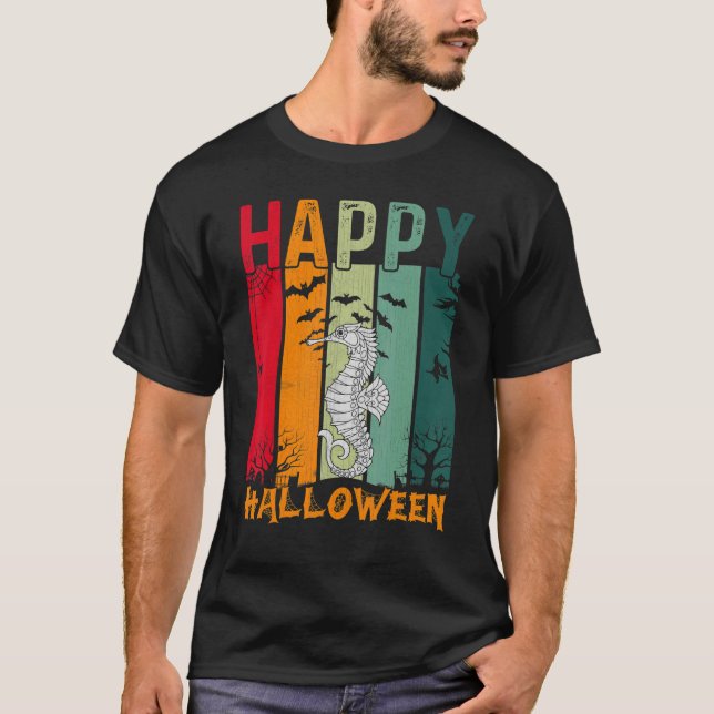 Seepferd Girls Boys Retro Stil Halloween Abendesse T-Shirt (Vorderseite)