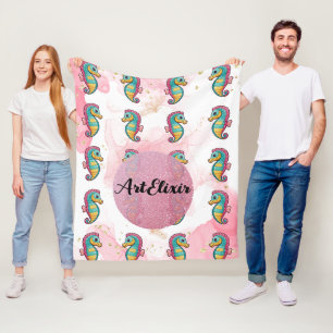 Seepferd Glitzer drucken Fleecedecke