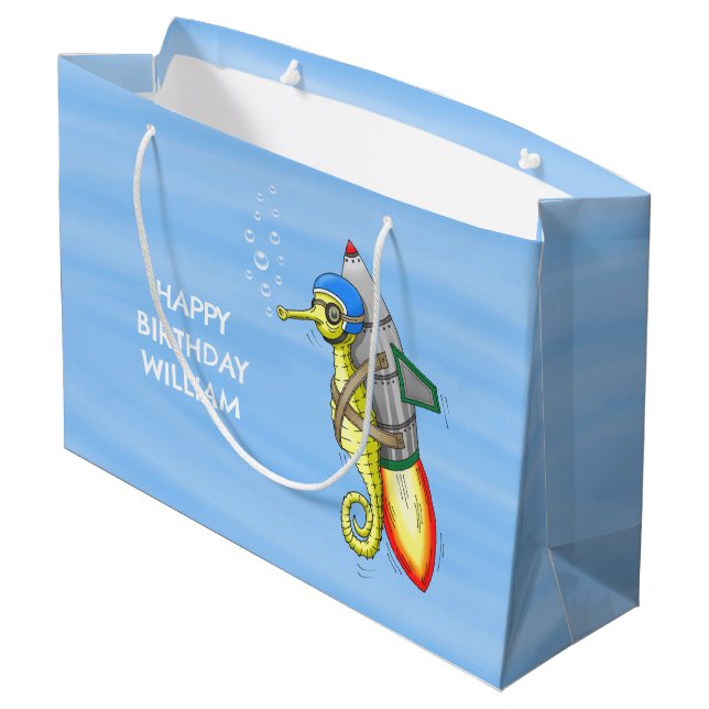 Seepferd Große Geschenktüte (Rückseite Schrägansicht)