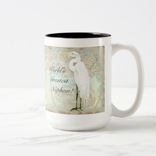 Seepferd, großer Reiher-Küstenstrand - Zweifarbige Tasse (Rechts)