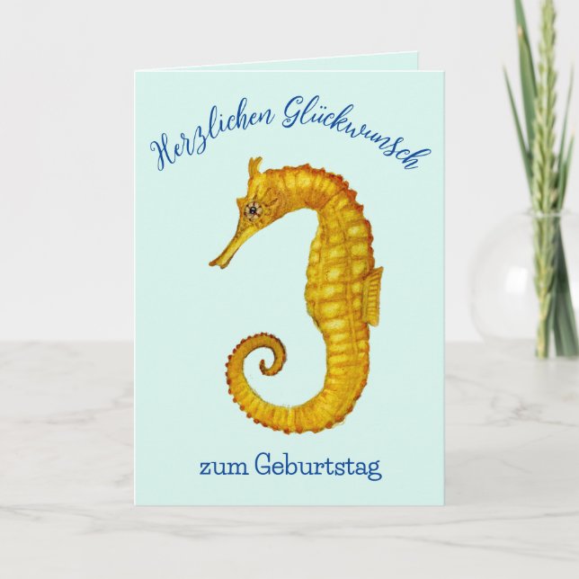 Seepferd Happy Birthday Card Karte (Vorderseite)