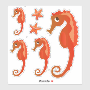 Seepferd im niedlichen Ozean und Starfish Aufkleber