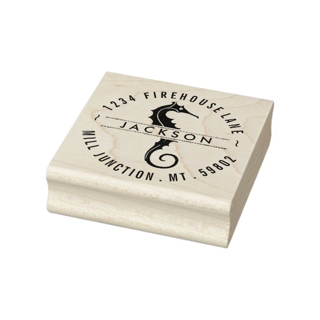 Seepferd in Circle Rücksendeadresse Briefmarke Gummistempel (Stempel)